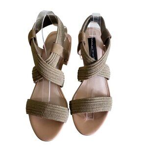 Steven By Steven Madden Block‎ Heel Textured Straps Sandals- 6.5